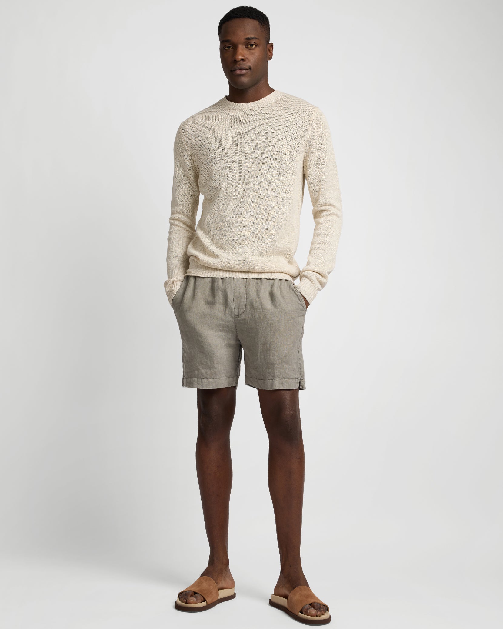 Silk Linen Long Sleeve Crewneck Sweater – onia