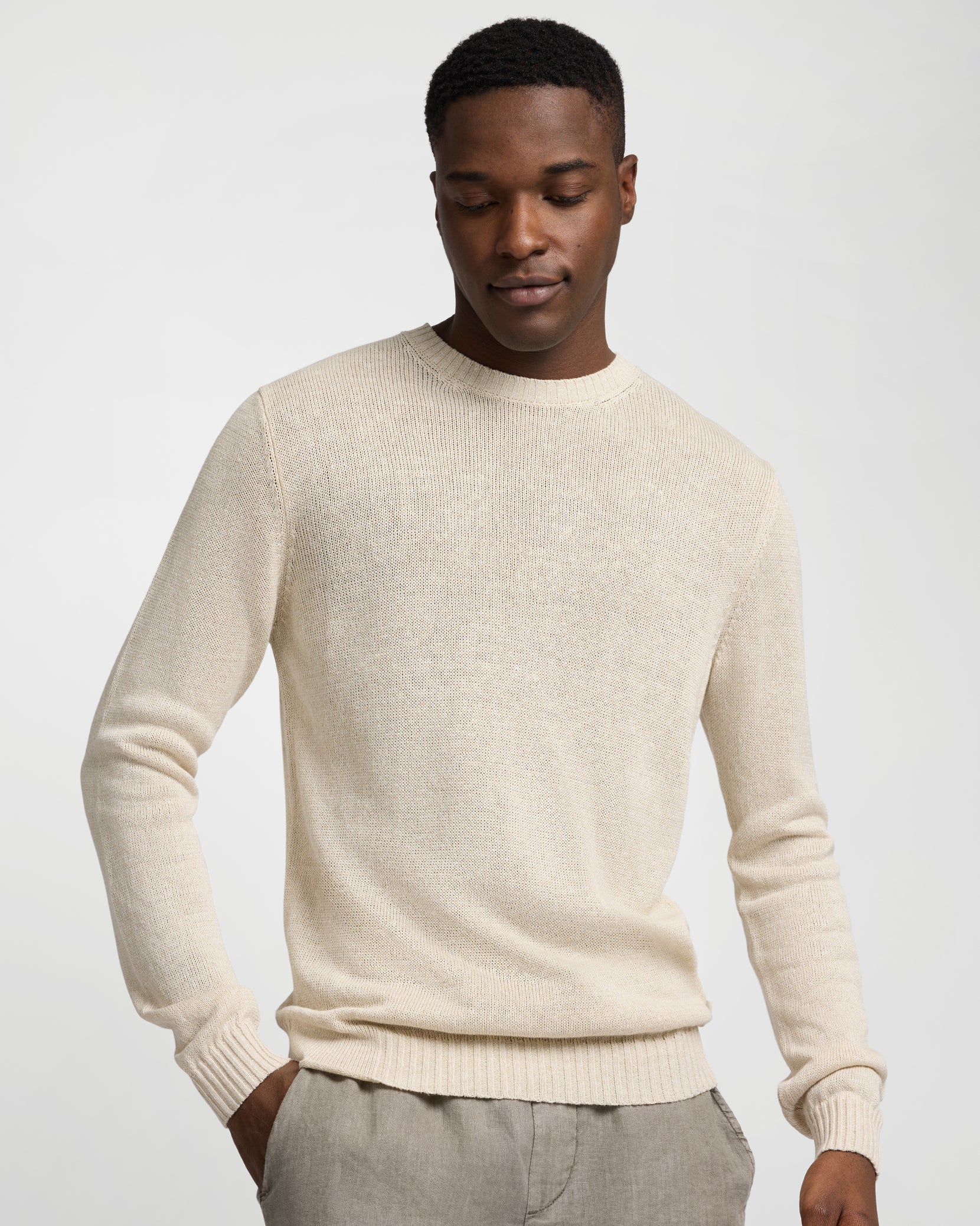 Silk Linen Long Sleeve Crewneck Sweater – onia