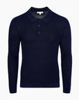 Cotton Textured Knit Long Sleeve Polo