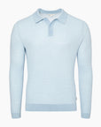 Cotton Textured Knit Long Sleeve Polo
