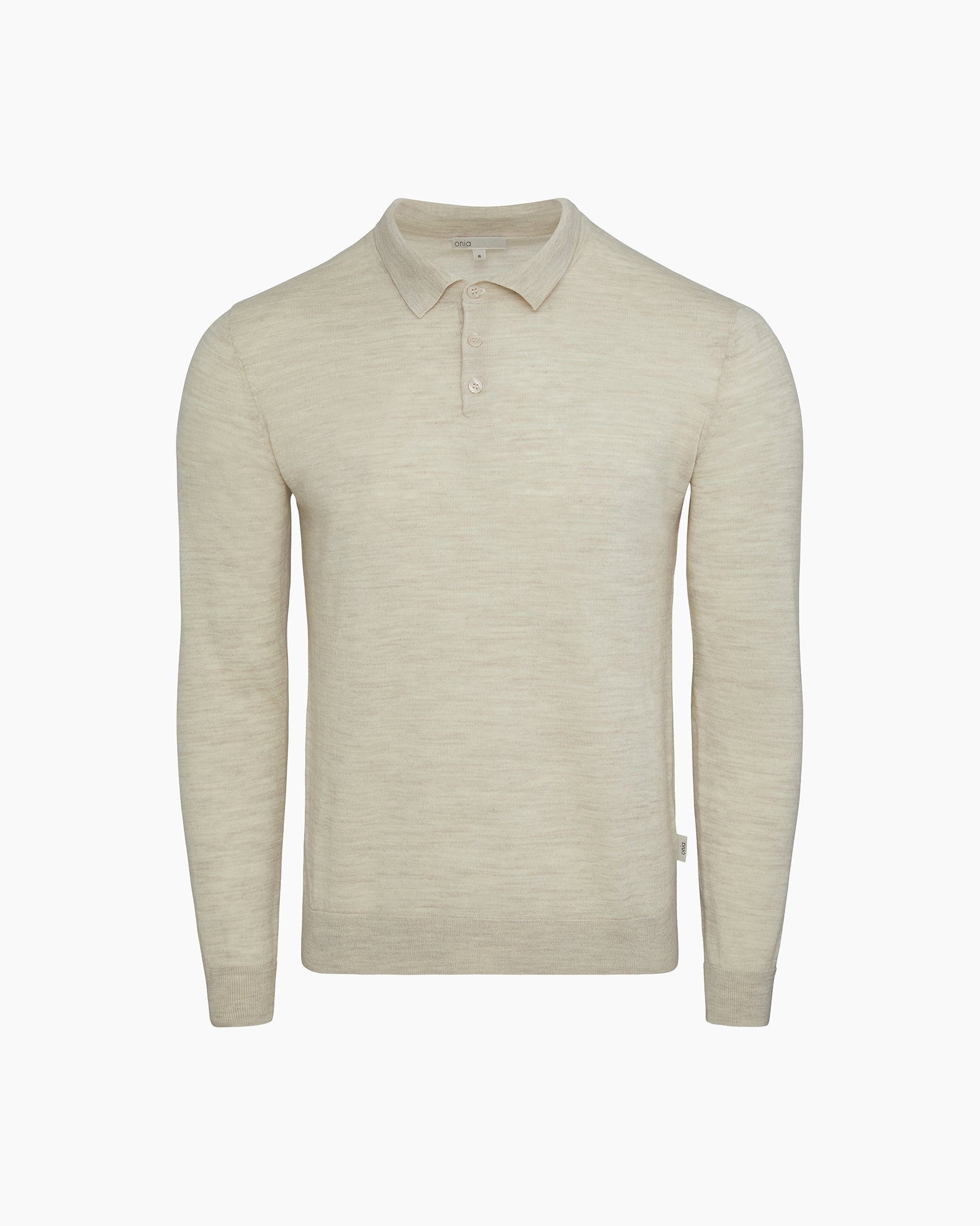 新品【MAGLIANO】TWISTED MERINO POLOサイズL KNITTED MERINO WOOL POLO SHIRT - BEIGE MÉLANGE | COS