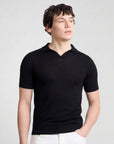 Extra Fine Merino Wool Short Sleeve Johnny Collar Polo