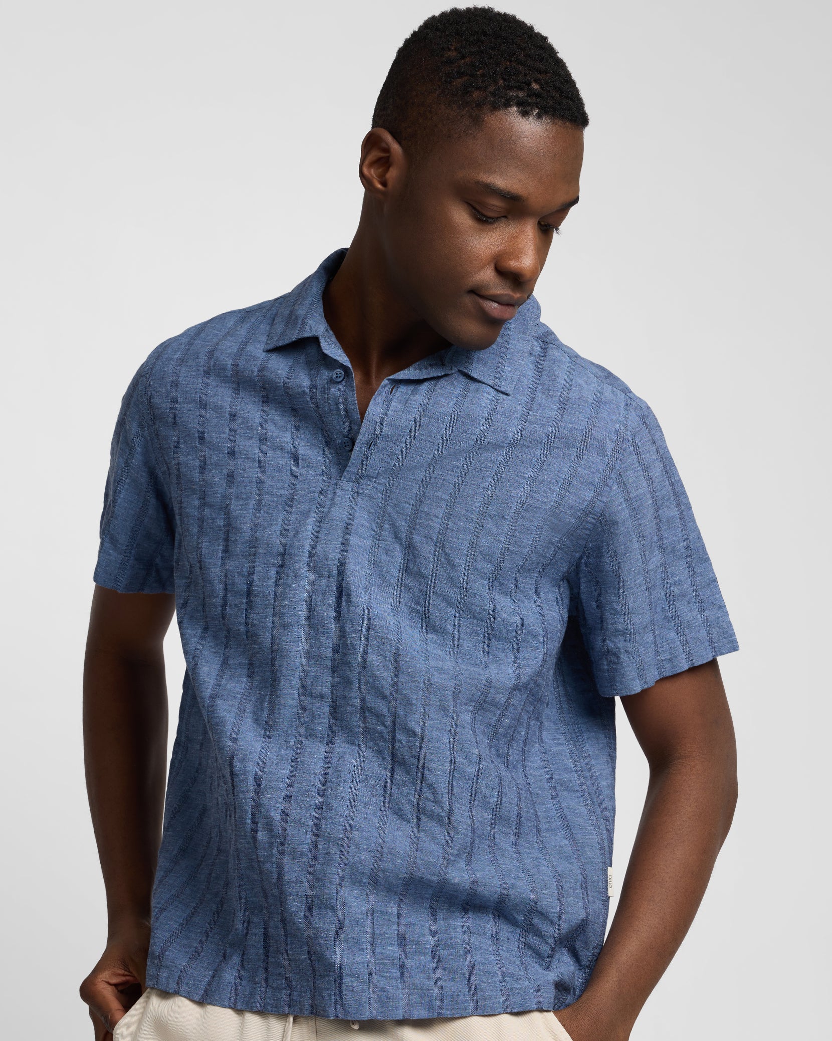 casual dress polo shirts Hawes & Curtis Taupe Premium Button Through Knitted Polo Shirt | Cotton | Plain