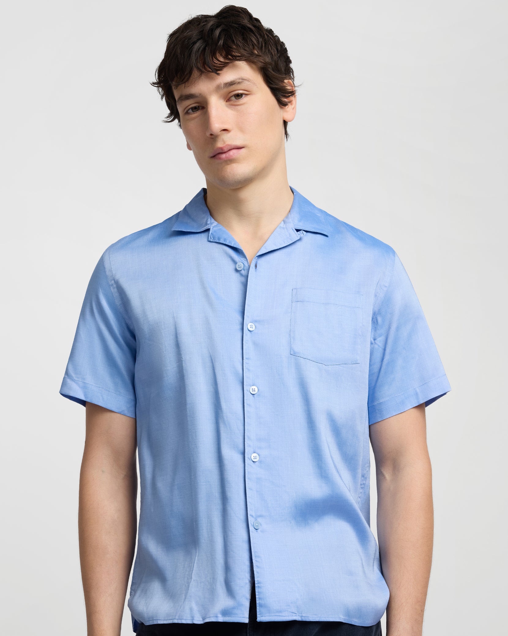 tencel dress shirt Dark Blue Print Tencel Dress Shirt