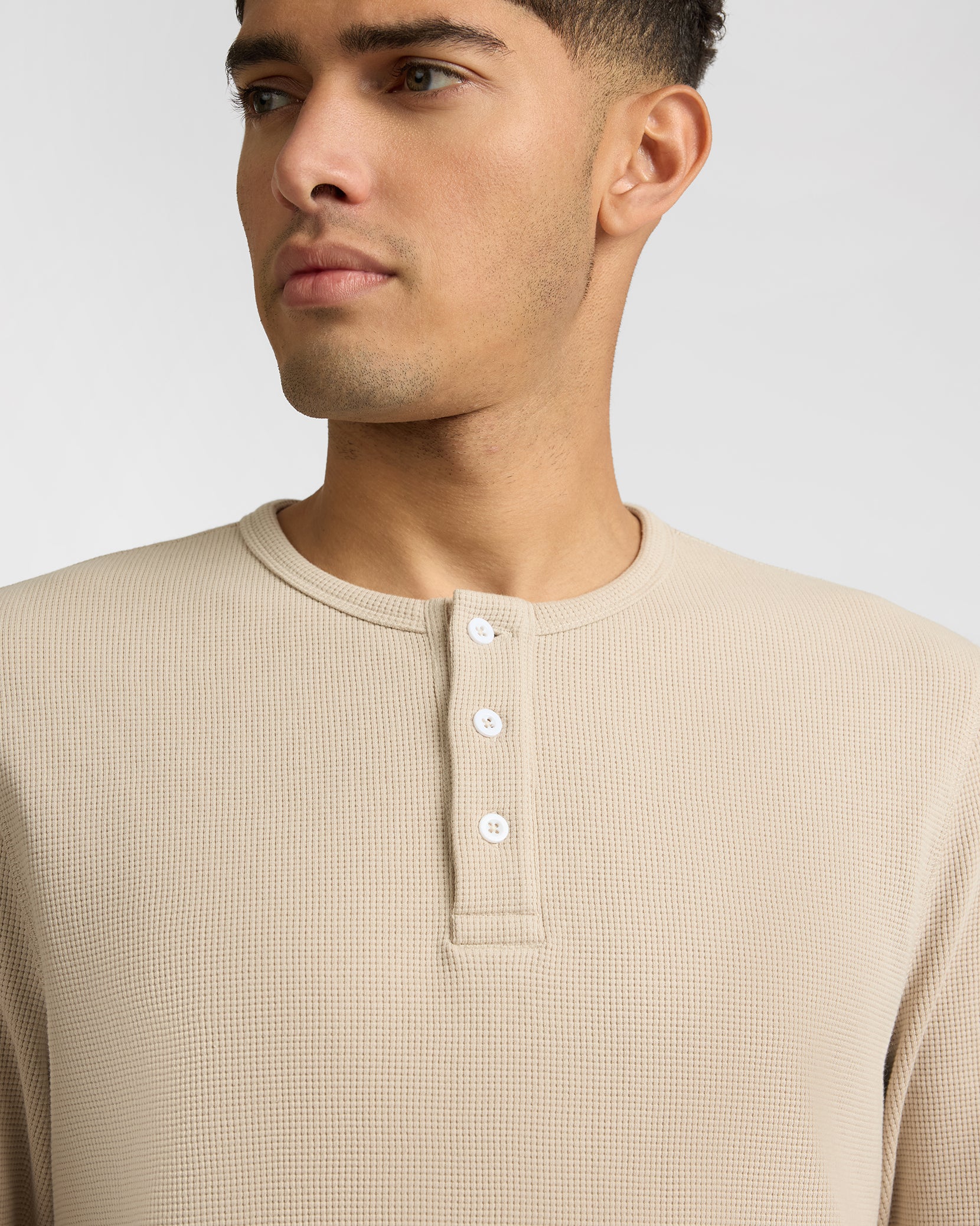 Heavyweight Cotton Waffle Henley Sweatshirt – onia
