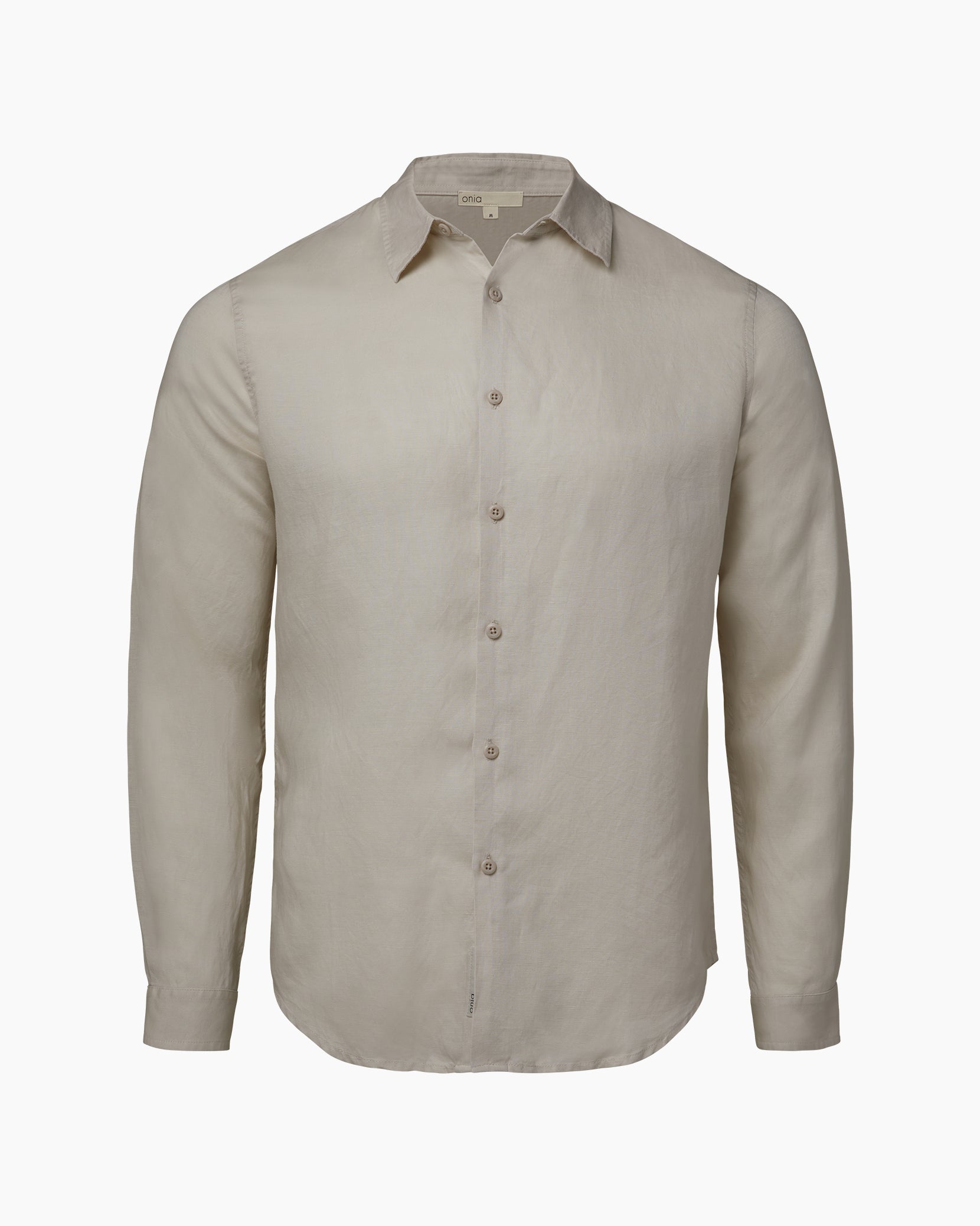 Linen Blend Long Sleeve Shirt in Oat