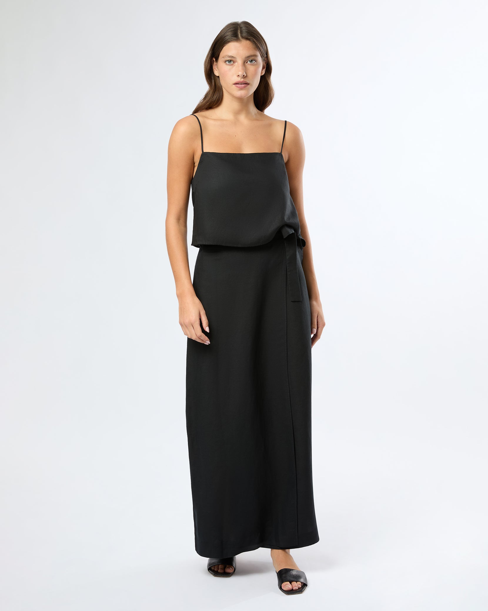 Ruched Crop Cami Top & Twist Front Wrap Skirt – Parthea Fashion