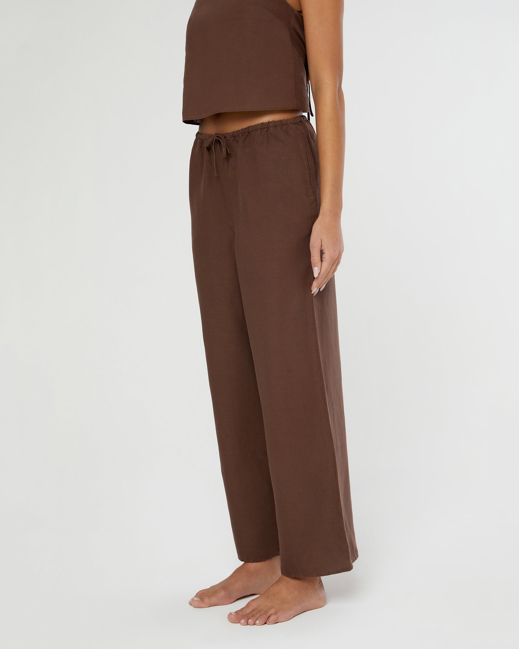 Patch Pocket Pants With Drawstring, Linen Trousers Women, Box Pleat Trousers,  Wide Leg Pants, Comfortable Linen Pants With Pockets113 