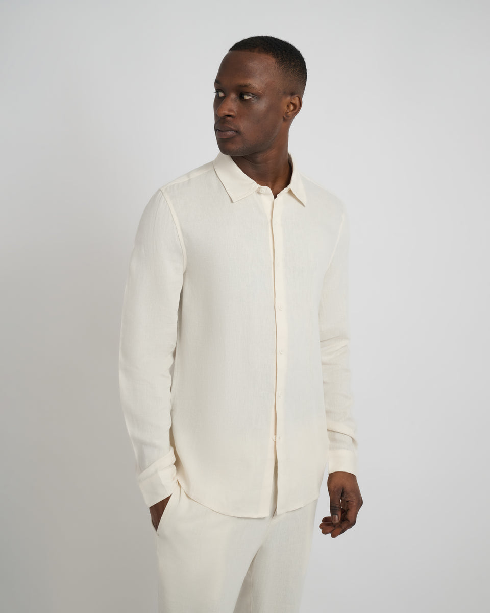新品 enof long sleeve cord shirt size1 Linen Long-Sleeve Shirt in Long Sleeve | Vince