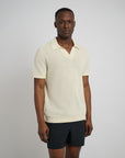 Cotton Textured Johnny Collar Polo