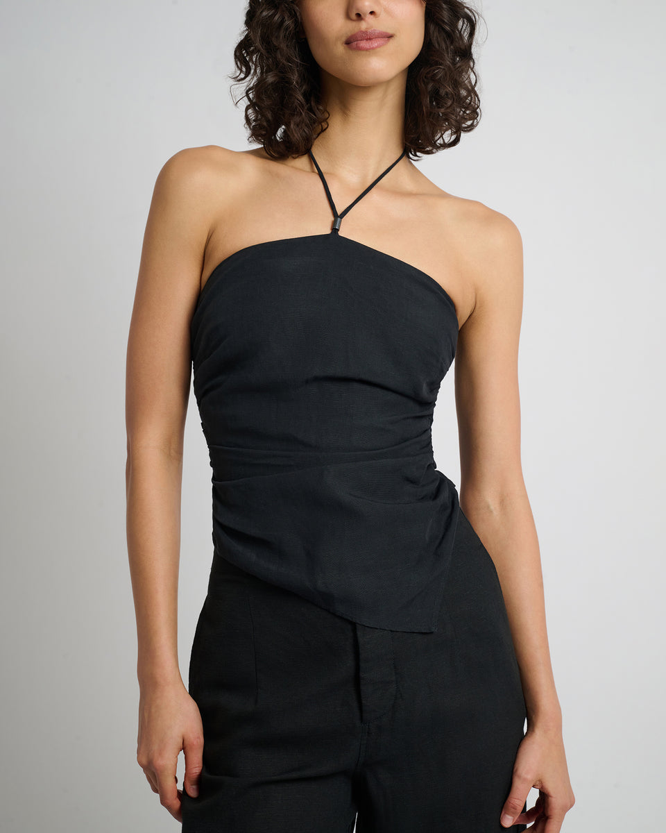 Air Linen Asymmetrical Halter Top – onia Air Linen Asymmetrical Halter Top – onia