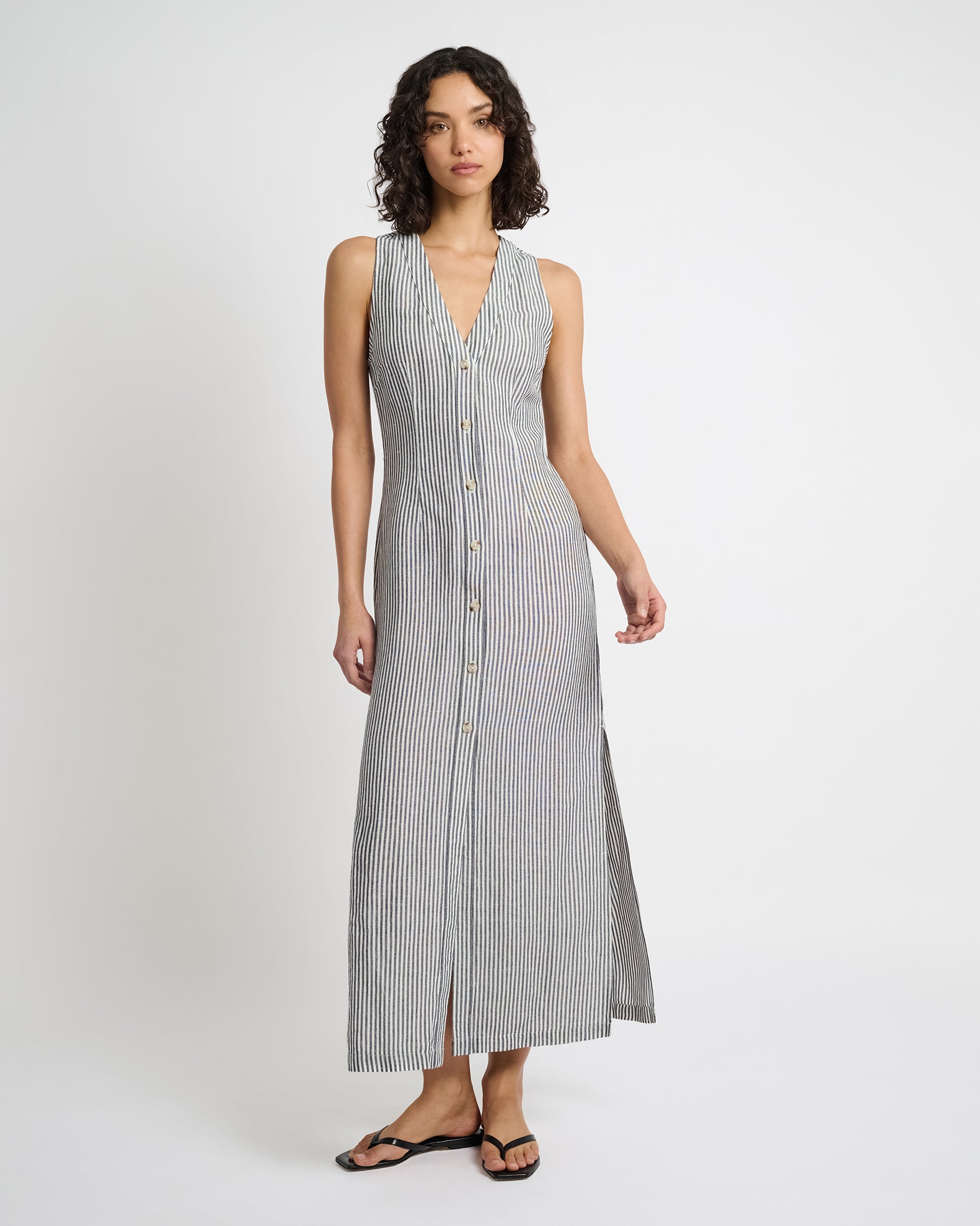 Air Linen Button Down Maxi Dress – onia