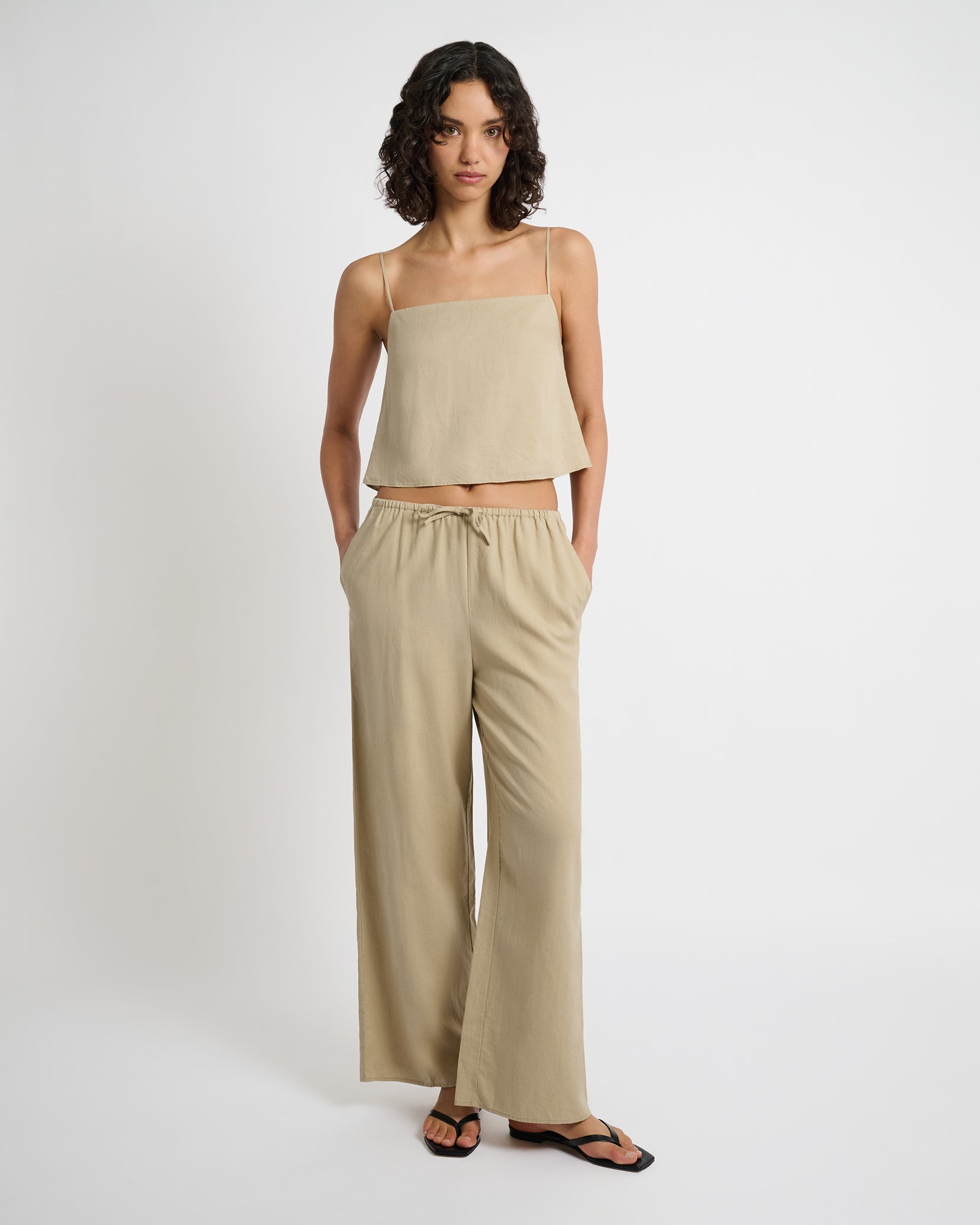 【BAON】Rikiya Summer Wide Washed Cotton Pants Xysaqa Men's Cotton Linen Beach Pants Summer Casual Jogger