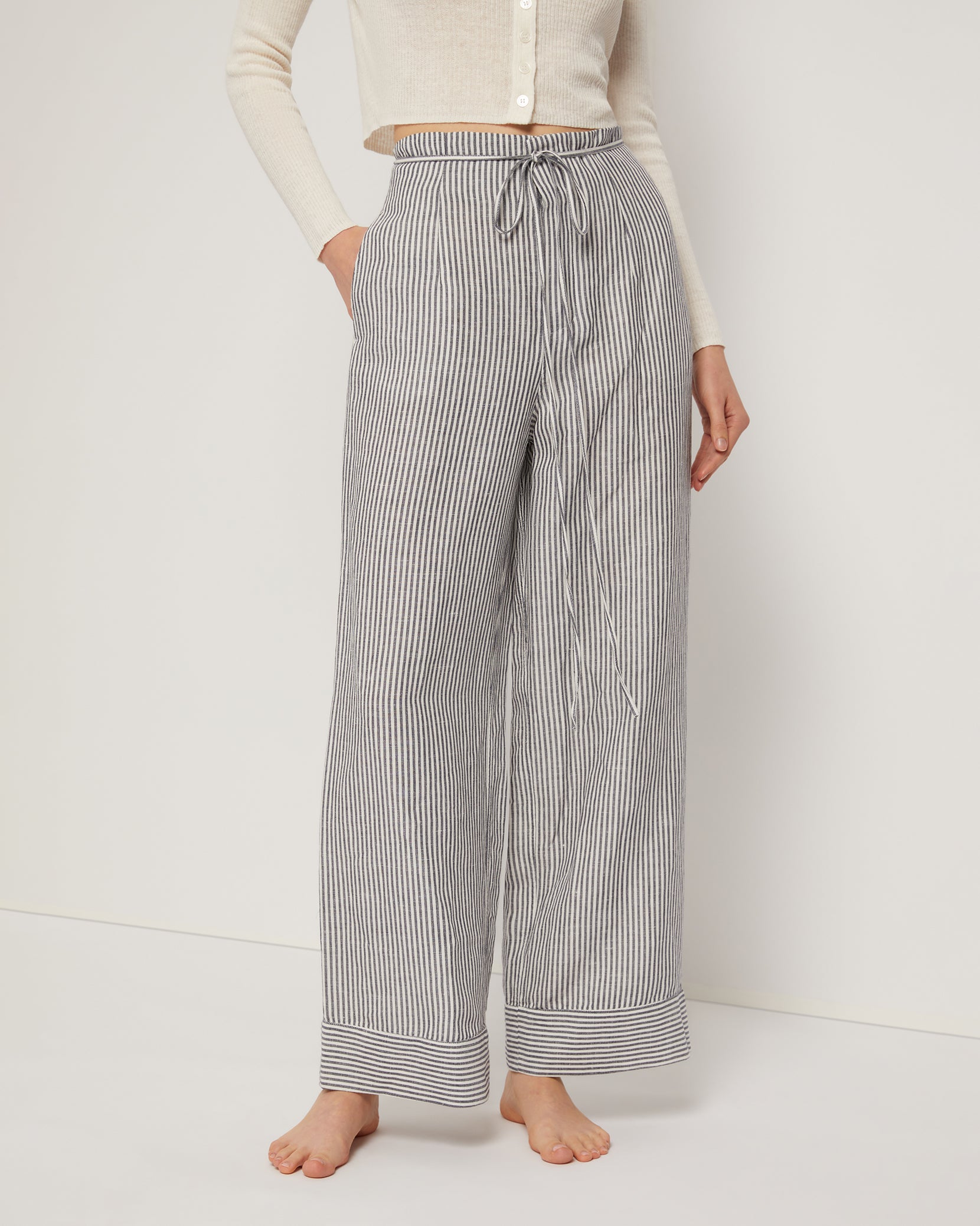 Caritasnepal Wide Leg Paperbag Trousers Womens Trousers White
