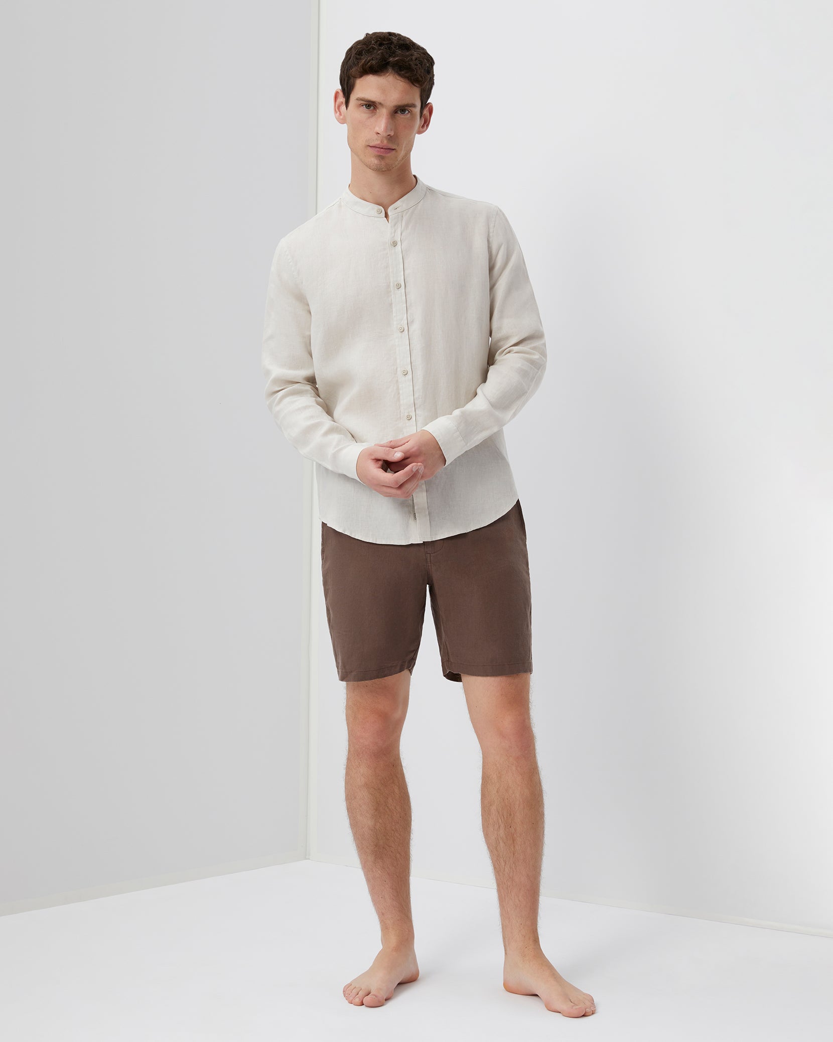 Mandarin Collar Linen Shirt – onia