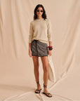 Silk Linen Long Sleeve Crewneck Sweater