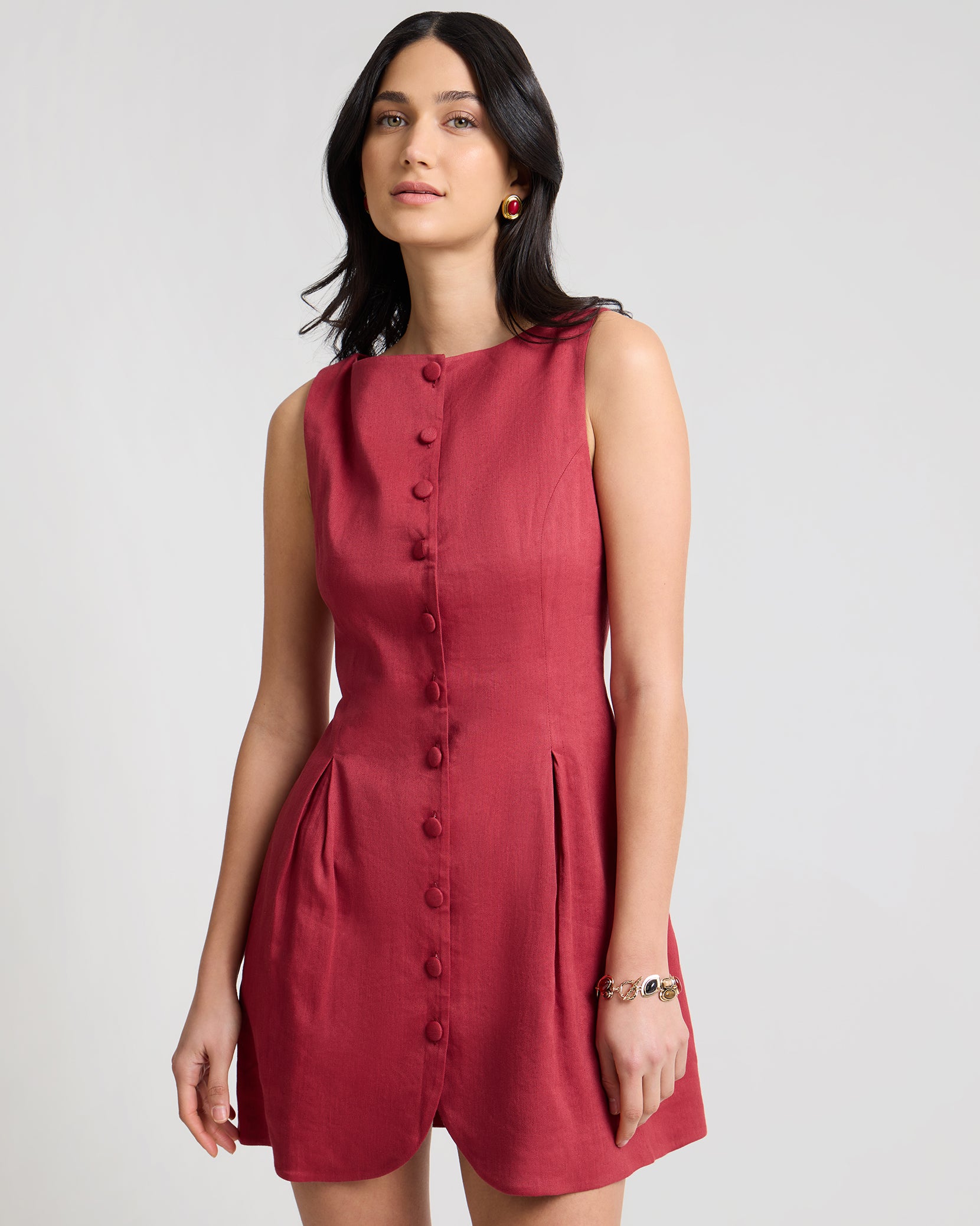 front button dress design Boatneck Button Front Dress
