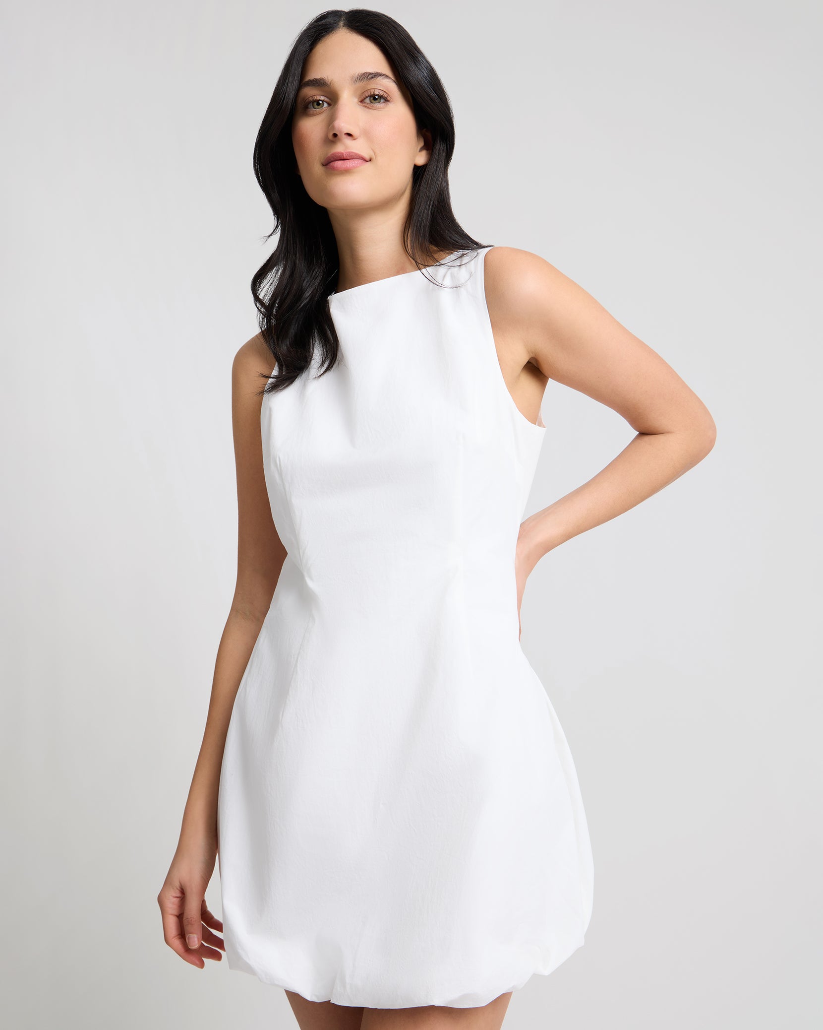 Fitted Boatneck Bubble Mini Dress onia Fitted Boatneck Bubble Mini Dress onia
