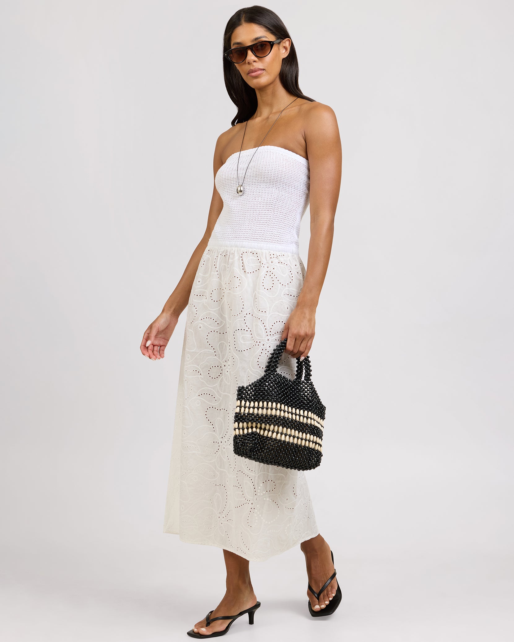 Crochet Knit Mix Media Dress