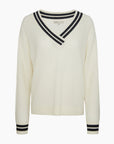 Deep V-neck Varsity Pullover Sweater