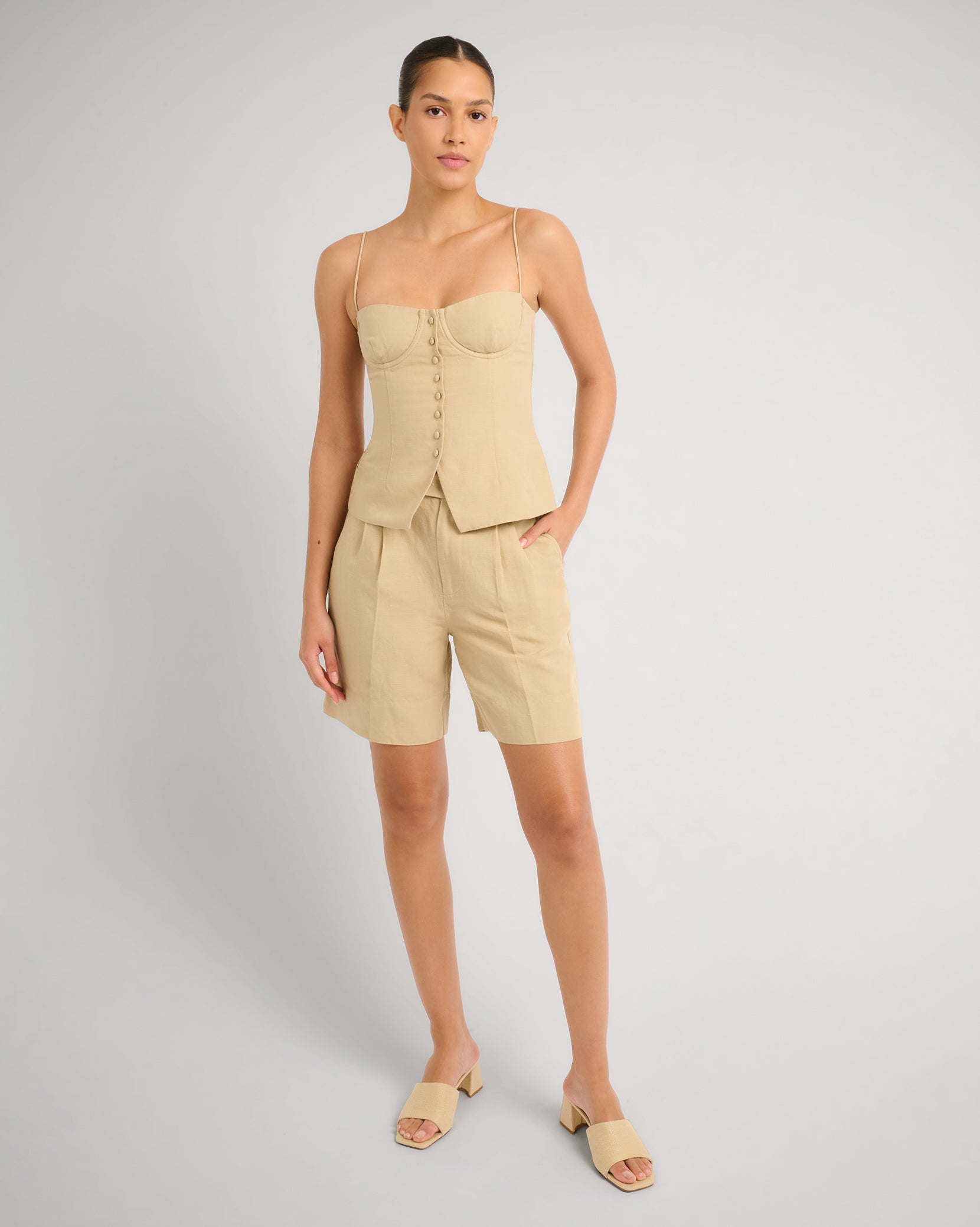 新品eaphi one shoulder leaf bustier beige Beige One Shoulder Top and Skirt Sets – Gabi Swimwear