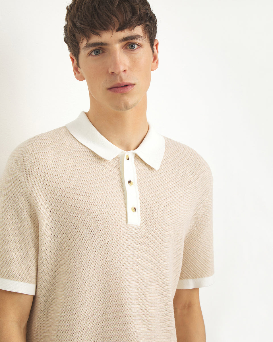 Cotton Textured Knit Polo