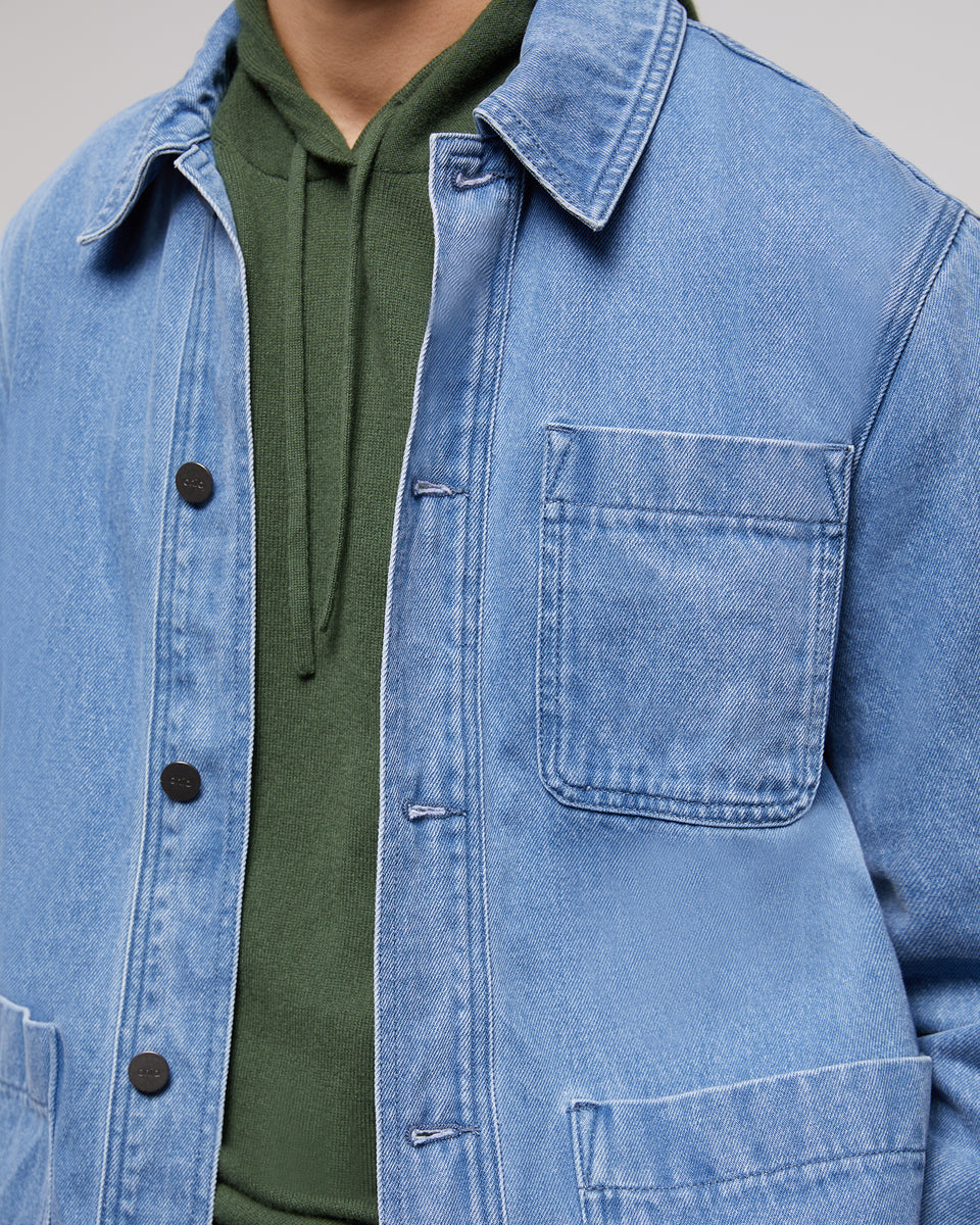 Heavy-Weight Utility Denim Jacket in Light-Wash | Onia