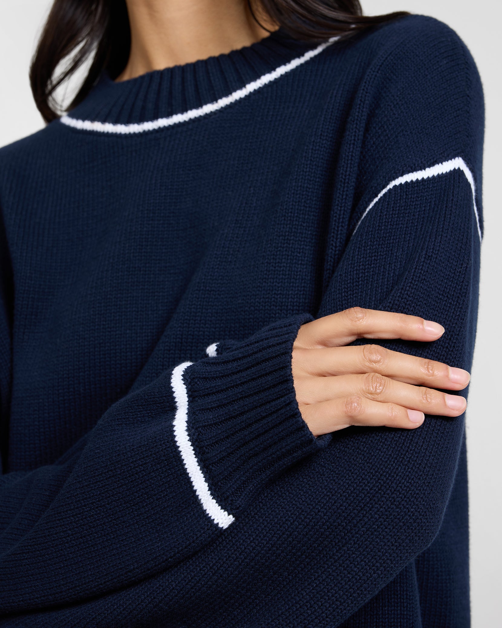 その他 TEN MOCK NECK COTTON KNIT NAVY L Cotton Oversized Mock Neck Sweater – onia