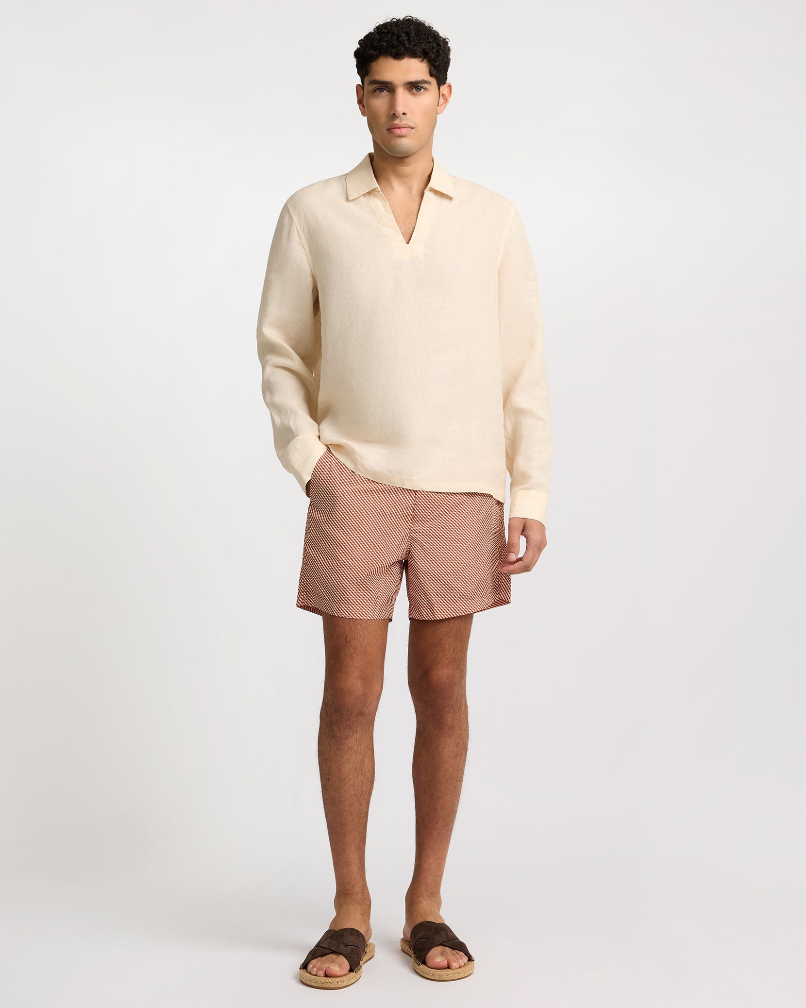 Linen Long Sleeve Popover Shirt – onia