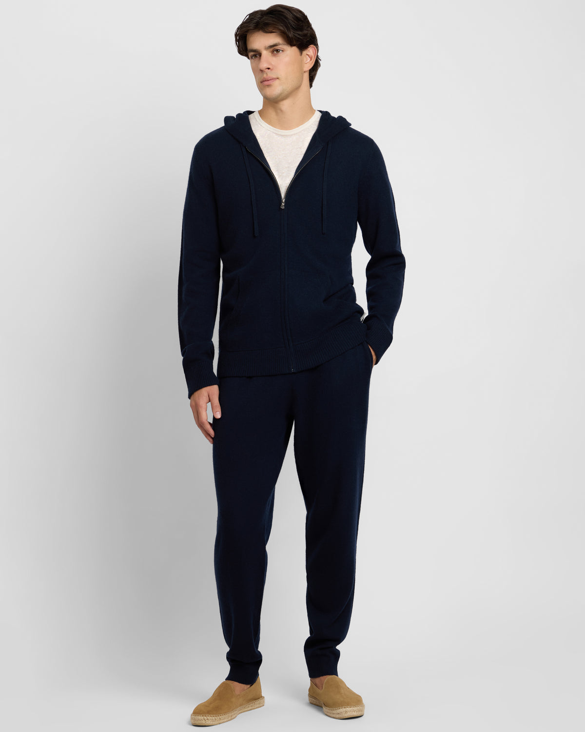 Midnight 100% Cashmere Hoodie Zip Up