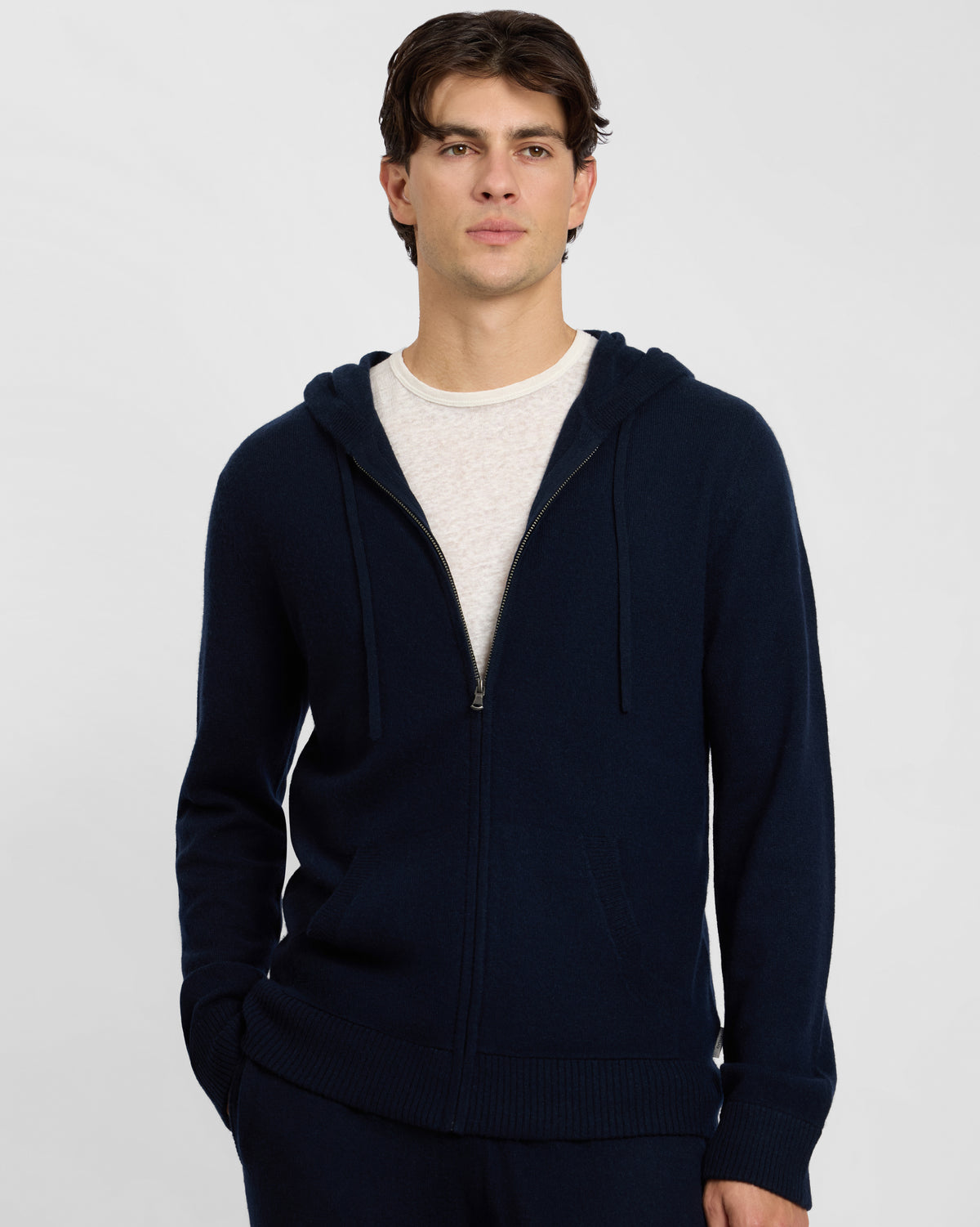 Midnight 100% Cashmere Hoodie Zip Up