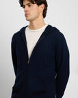 Midnight 100% Cashmere Hoodie Zip Up