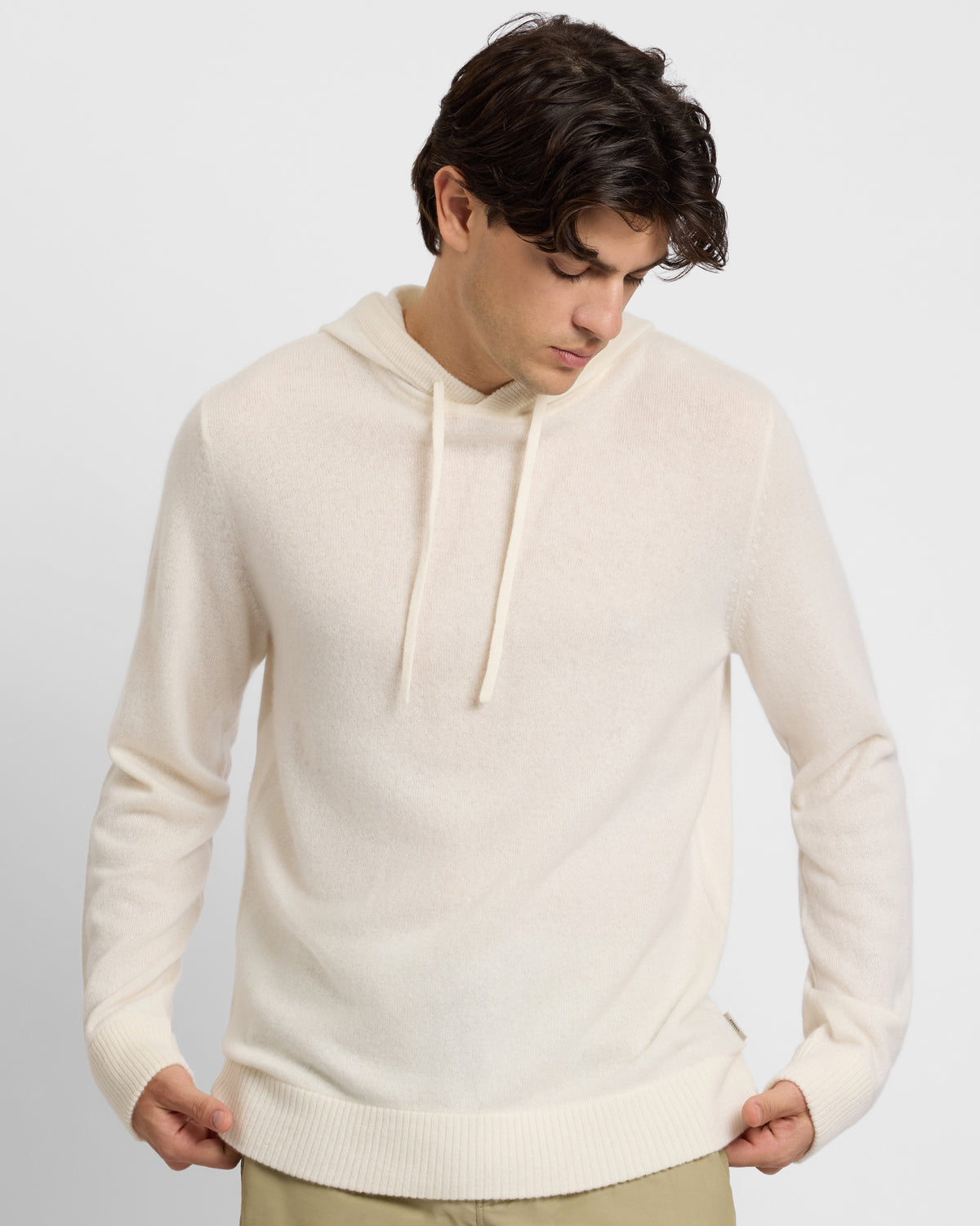 Egret 100% Cashmere Hooded Pullover