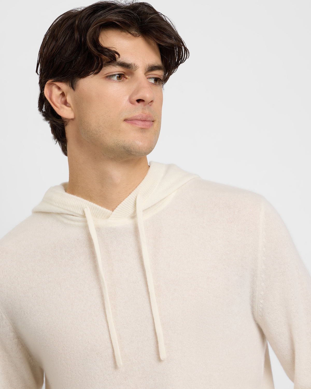 Egret 100% Cashmere Hooded Pullover