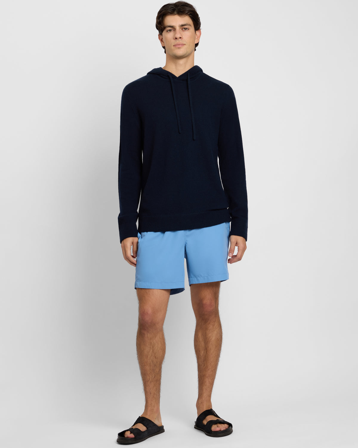 Midnight 100% Cashmere Hooded Pullover