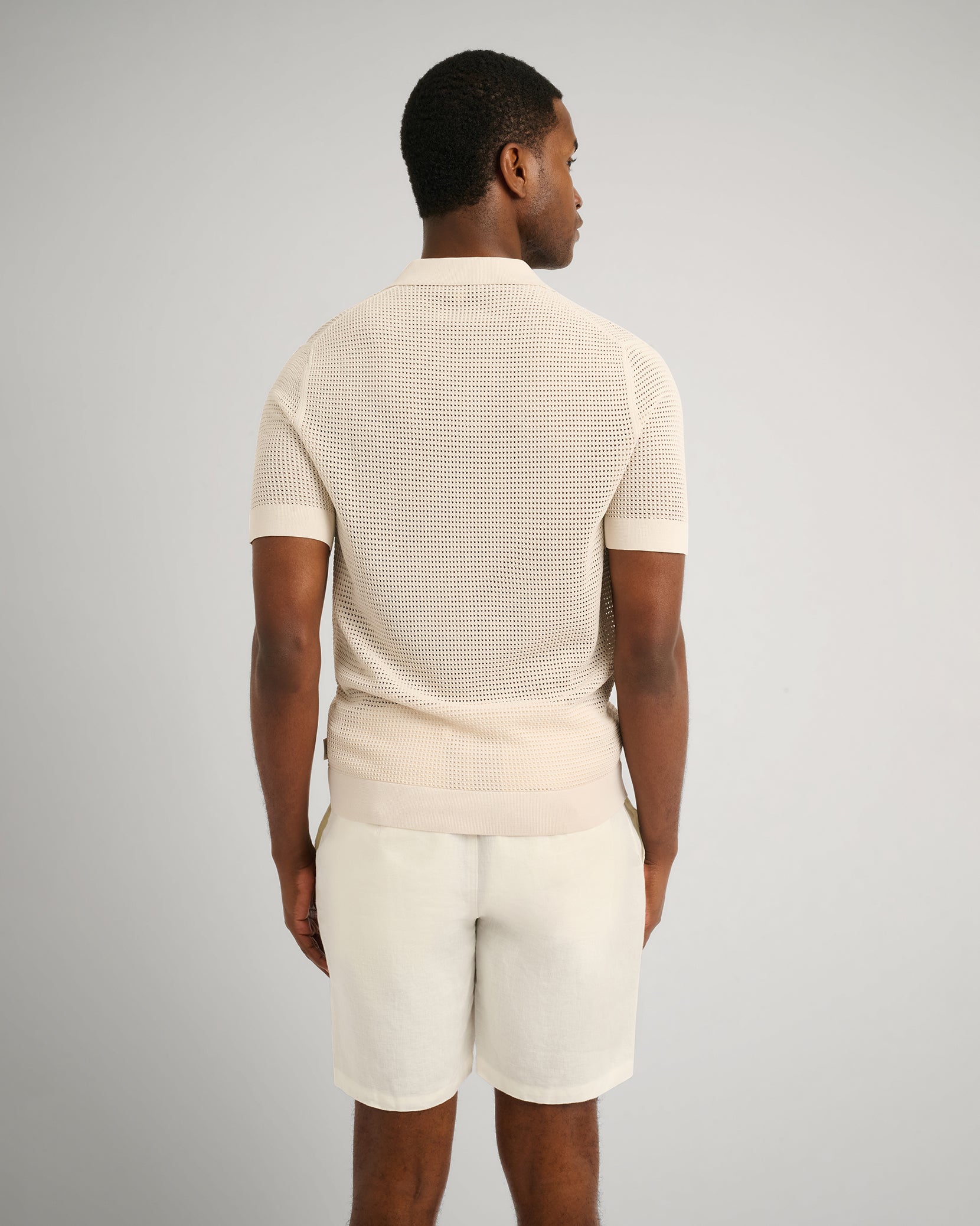 美品 Re:room MESH KNIT POLO SHIRTS Ralph Lauren White Little Girl Cotton Solid Mesh Polo Shirt