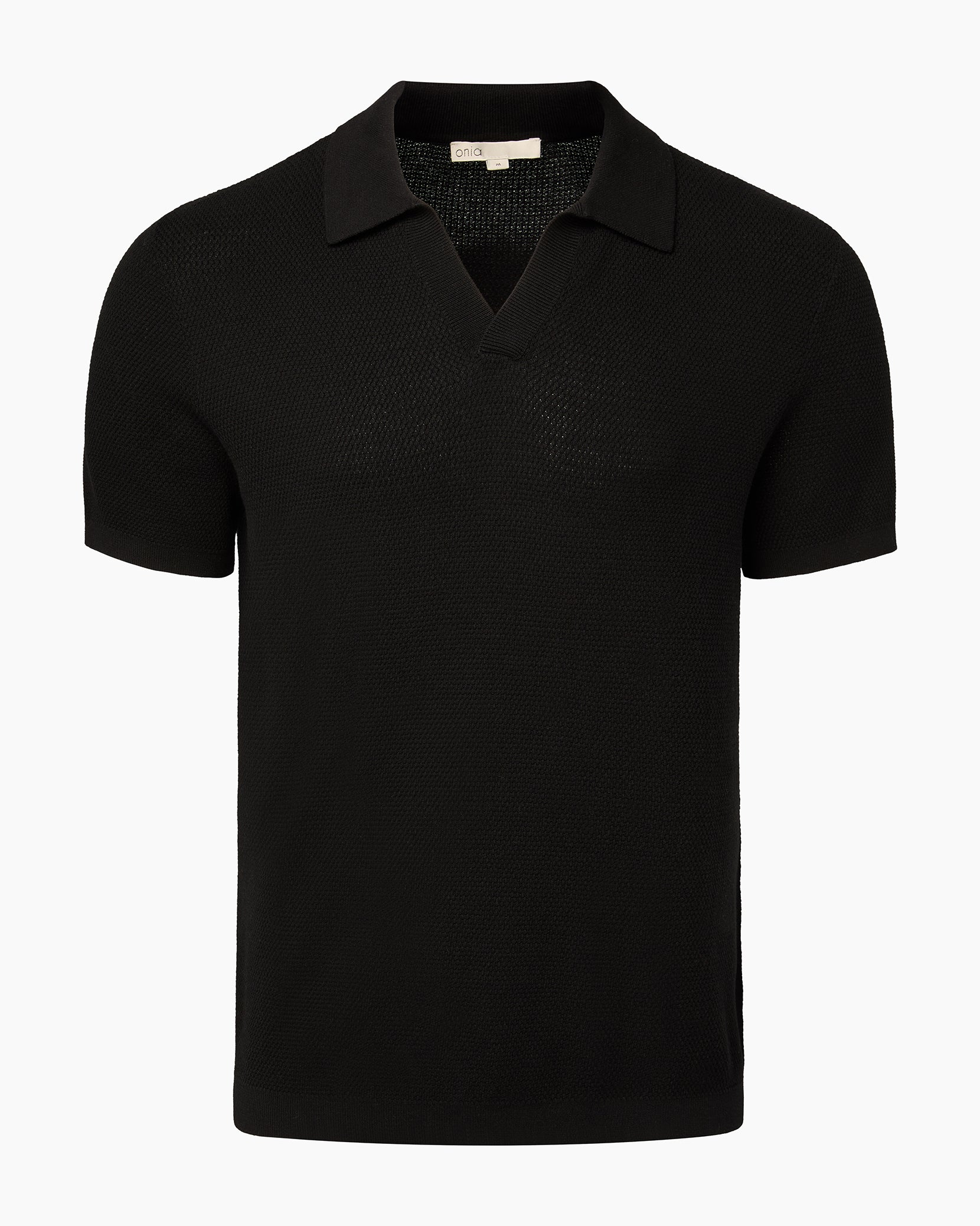 Cotton Textured Johnny Collar Polo
