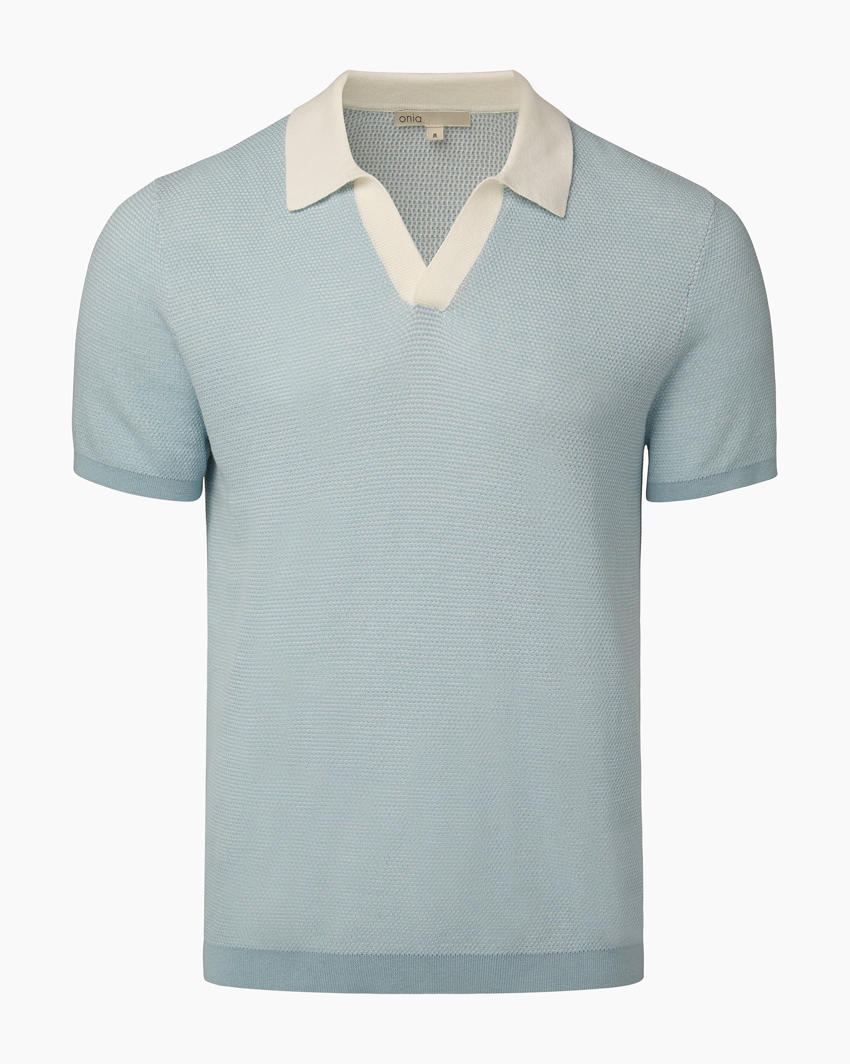 Cotton Textured Johnny Collar Polo