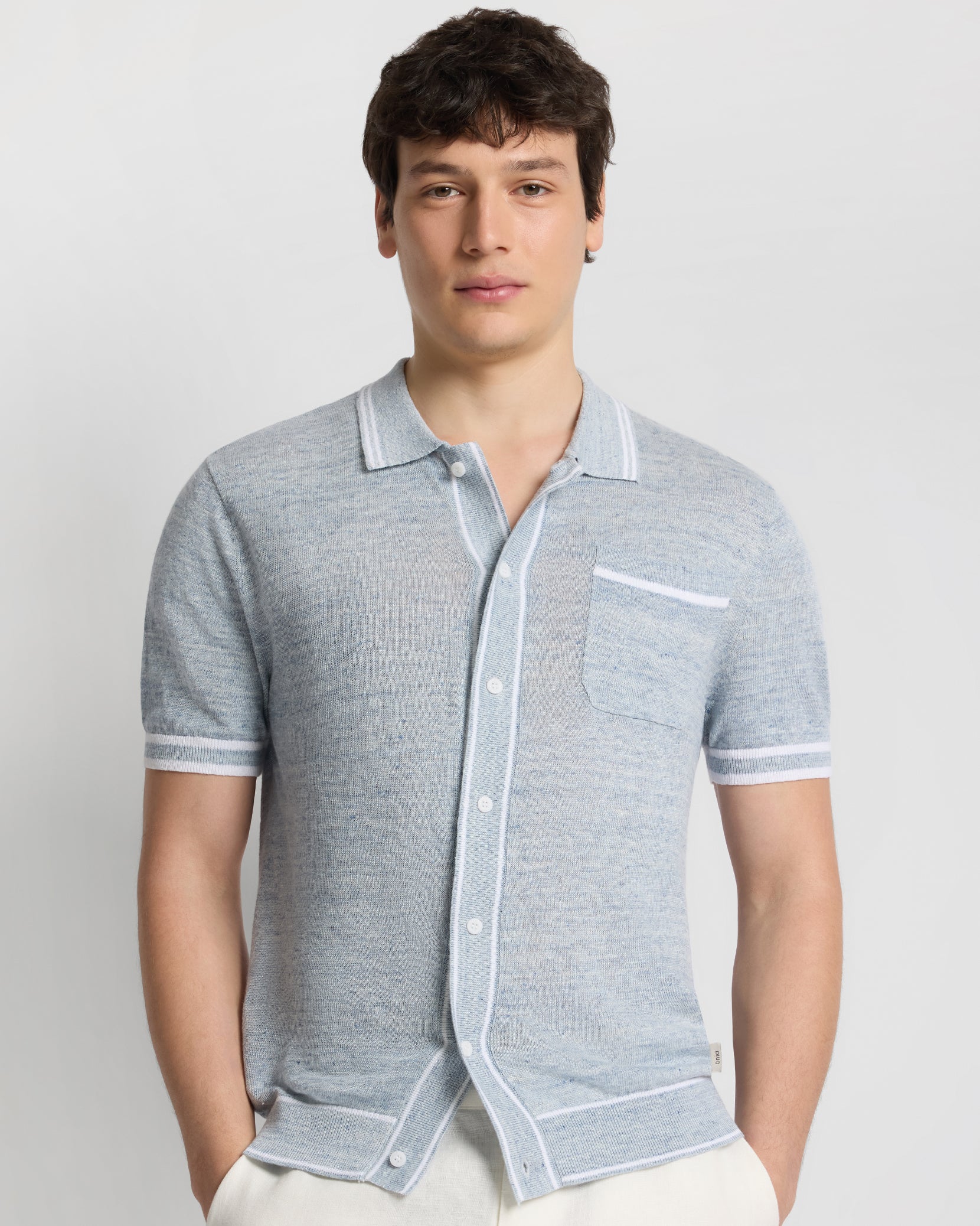 Linen Knit Button Down Shirt