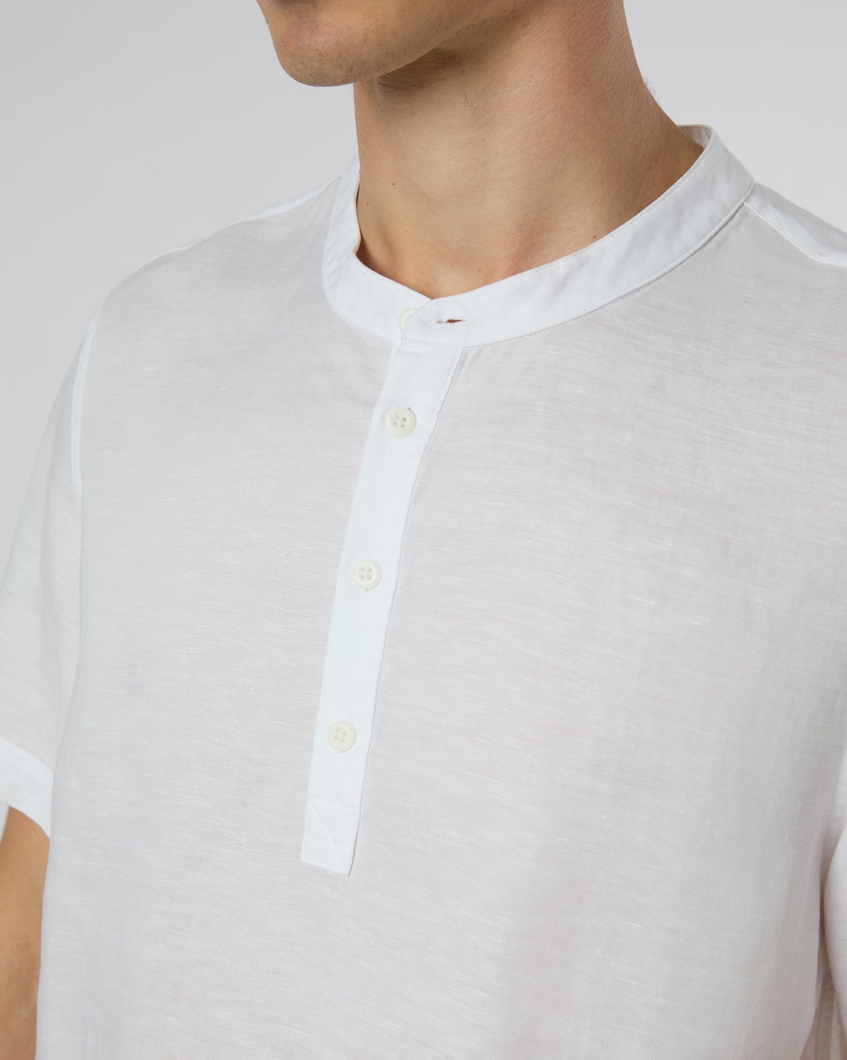 【IONSEOUL】S Linen Check Half Shirt 4JH207 Linen shirt | Grey | dk stone | Relaxed fit | 30-220075C