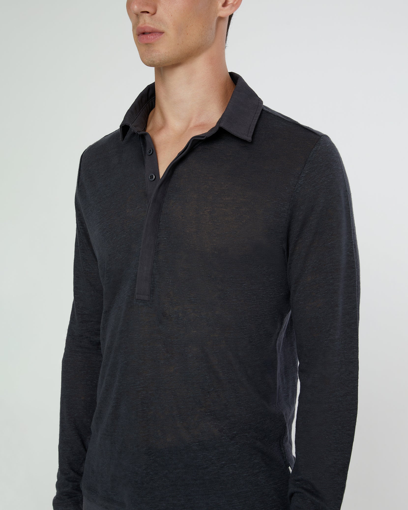 Long Sleeve Linen Polo