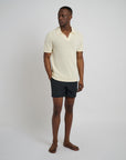 Cotton Textured Johnny Collar Polo