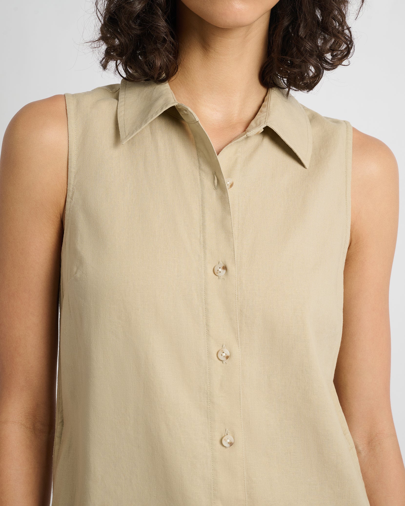 Air Linen Sleeveless Shirtdress