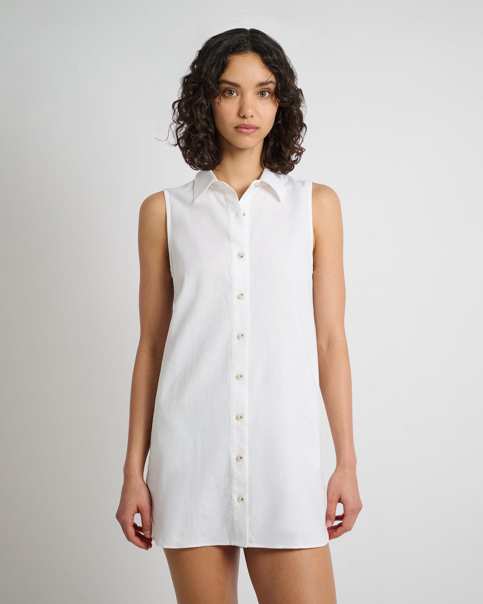 Air Linen Sleeveless Shirtdress