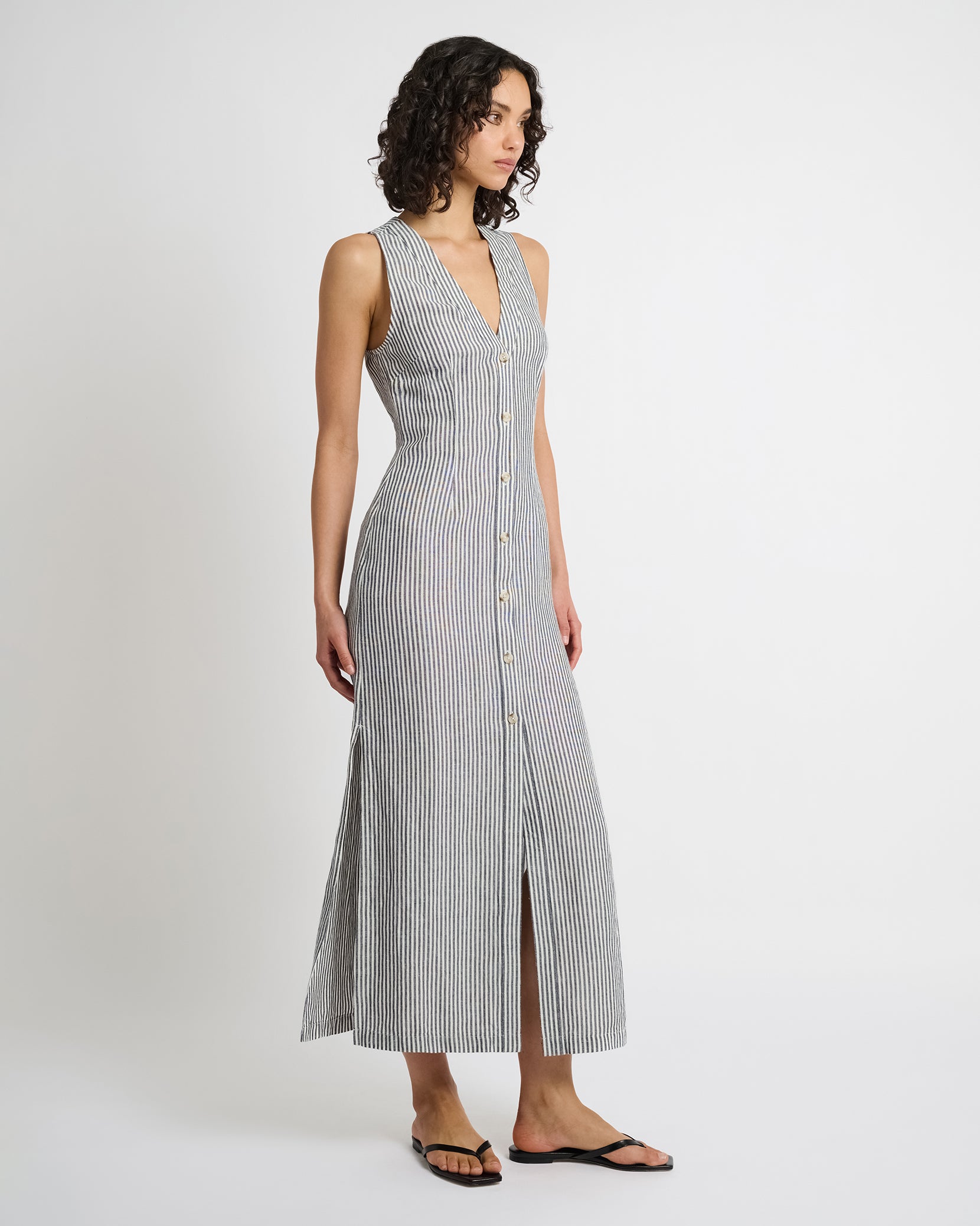 Air Linen Button Down Maxi Dress