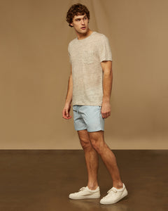 Linen Short Sleeve Pocket Tee in Heather Grey - 6 - Onia