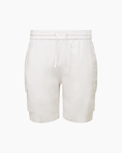 Linen Pull-On Cargo Shorts in White - 1 - Onia