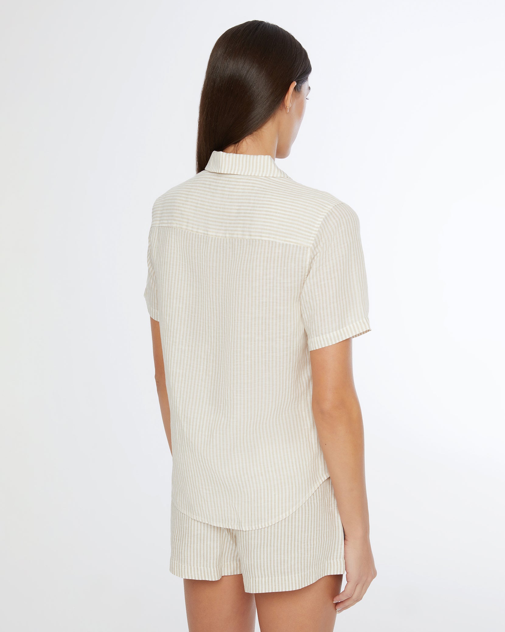 シャツ IONSEOUL Elu stripe linen short sleeves shirt JP5D0039 Air Linen Short Sleeve Shirt – onia