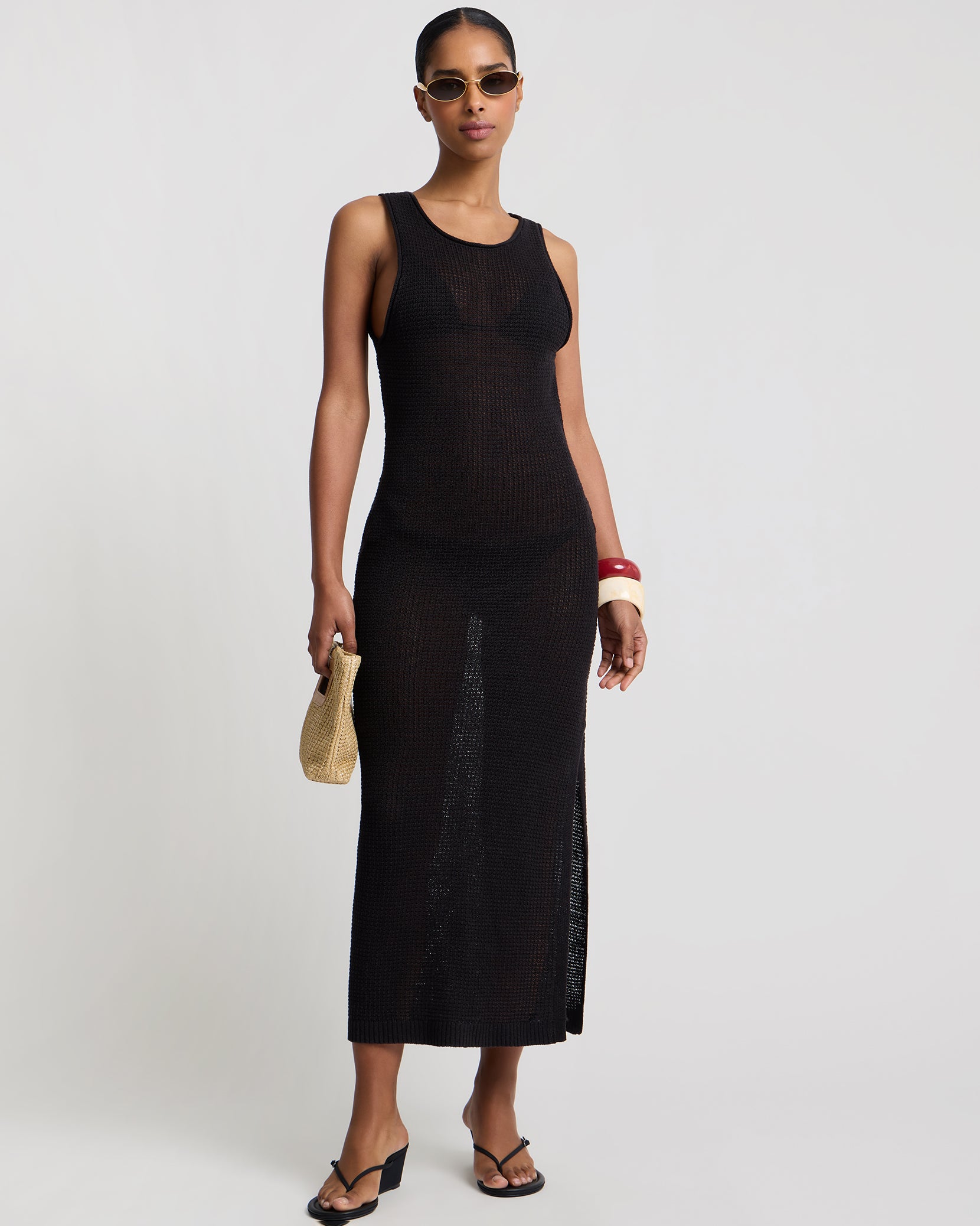 Linen Knit Scoop Back Maxi Dress