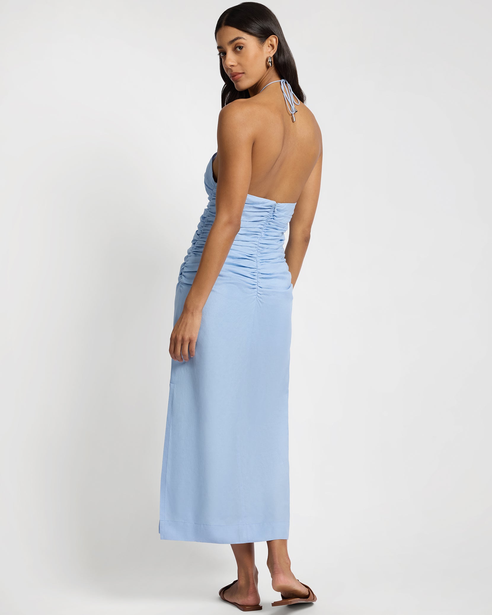 lana ruched halter midi dress Lana Ruched Halter Midi Dress Shona Joy